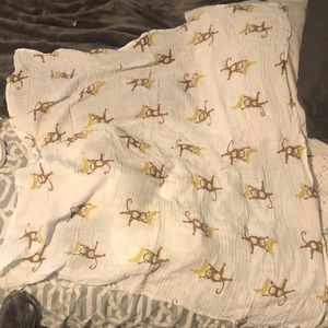 Organic cotton blanket. large blanket with Monkeys